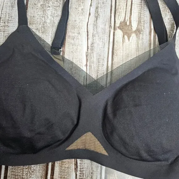 Honeylove crossover v-neck bra wireless comfort Women's size medium black padded - Picture 3 of 6